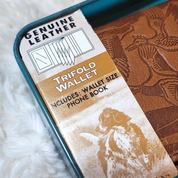 Sportsman O.C. Leather Duck Hunting Wallet With Pointer Dog Collectors Tin Case - Picture 6 of 6